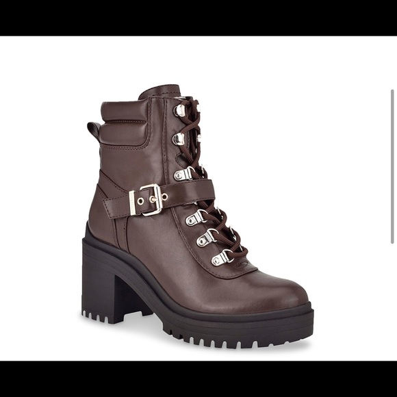 Guess Canaly Platform Combat Boot Dark Brown Size 8 - Picture 7 of 7